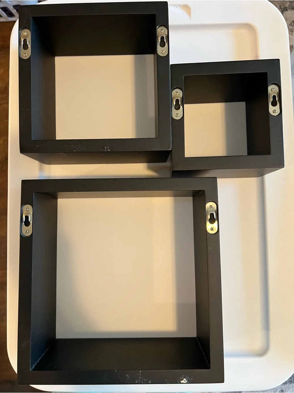 3 Dark Brown Floating Square Wall Shelves - Home Wall Decor